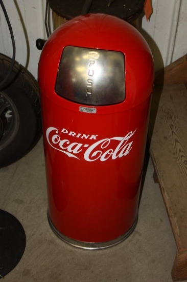 VINTAGE DRINK COCA-COLA UNITED GARBAGE CAN, MEASURES 36" TALL