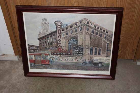 FRAMED AND MATTED JIM ANNIS NUMBERED PRINT, THAT GREEN STREET, CHICAGO, 24" X 20"