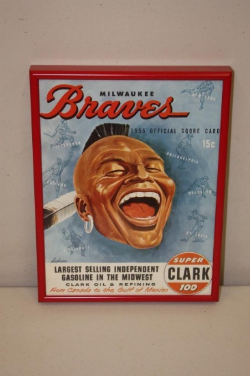 1955 MILWAUKEE BRAVES OFFICIAL SCORE CARD SUPER CLARK 100
