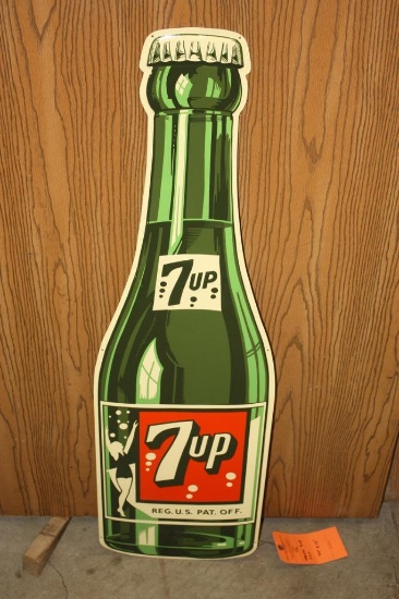 TIN 7UP ADVERTISING SIGN, 44" X 13" SODA