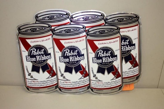 TIN PABST BLUE RIBBON SIGN, 23" X 16" BEER ADVERTISING