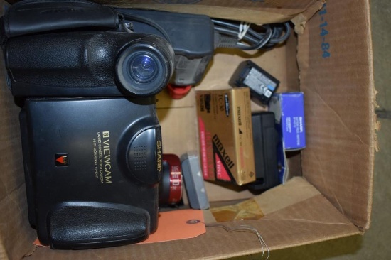 VINTAGE SHARP AND SONY 8 VIEWCAMS, 8MM VIDEO CAMERA, VL-E47U WITH SEALED MAXELL TC-30 HGX-G