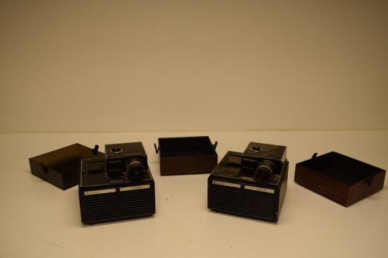 BOX WITH 2 BELL & HOWELL SLIDE CUBE PROJECTORS