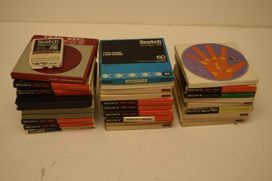 BOX WITH MANY REEL TO REEL TAPES
