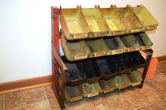 VINTAGE METAL COMPONENT PARTS ORGANIZER, INDUSTRIAL, 27 X 20 X 8 INCHES
