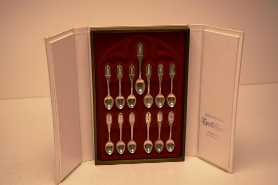 THE FRANKLIN MINT COLLECTION OF APOSTLE SPOONS, LIMITED EDITION IN SOLID STERLING SILVER, 1 LB