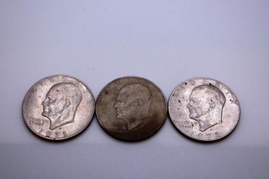 (3) SILVER DOLLARS; 1971 & 1972