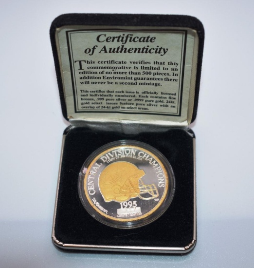 1995 CENTRAL DIVISION CHAMPIONS .999 FINE SILVER COIN #217, WITH CERTIFICATE OF AUTHENTICITY
