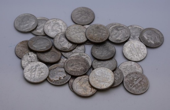 LOT 1964 AND EARLIER ROOSEVELT DIMES NUMISMATIC COINS