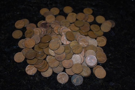 VARIOUS LINCOLN CENT WHEAT LEAF COINS PENNIES AS SHOWN, VARIOUS YEARS, WARTIME STEEL, ETC.
