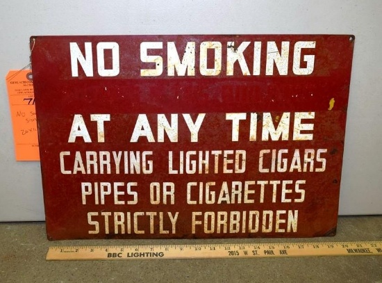 NO SMOKING SIGN, 20" X 14" TIN