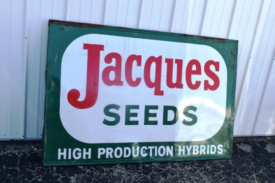 VINTAGE JACQUES SEEDS HIGH PRODUCTION HYBRIDS, MEASURES 94 X 69", FARM LAND