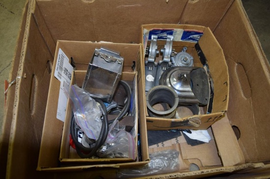 BOX OF MISC VINTAGE AUTOMOTIVE PARTS; 3-GM POWER WINDOW MOTORS #22062568 FITS 1987-1996