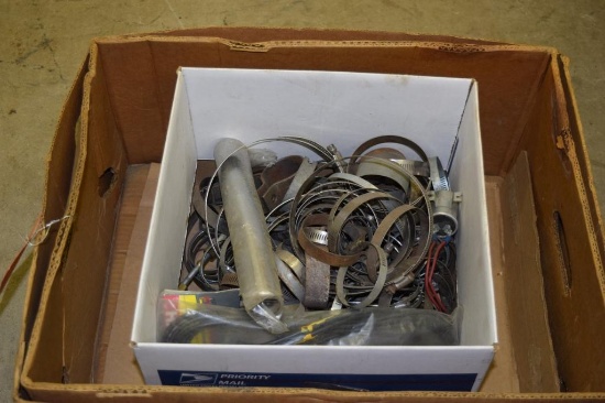 BOX OF MISC. SIZE & VINTAGE HOSE CLAMPS