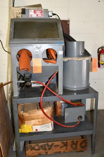 TRINCO 2 HOLE MINI TABLE TOP TYPE SAND BLAST CABINET, MODEL 20/CDB,