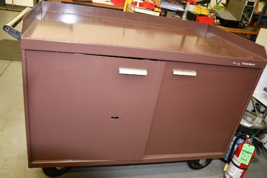 KENNEDY VERSA BENCH DOUBLE DOOR WORKBENCH ON CASTERS WITH LEVELING FOOT, 4 INTERIOR DRAWERS AND