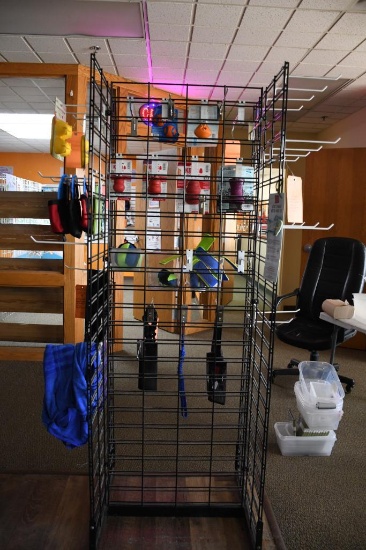 "I" SHAPED WIRE GRATE DISPLAY WITH HOOKS - NO OTHER CONTENTS, 2' x 26" x 74"H