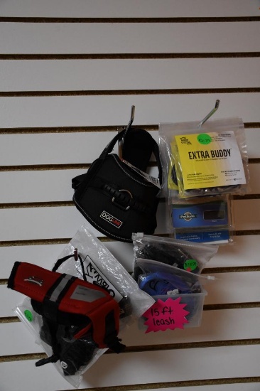 MISC. DOG GEAR; SMALL HARNESS, LEASH, ETC.