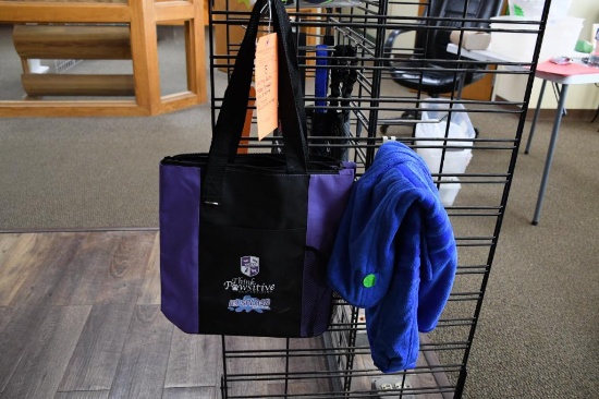 (2) DOG BATH ROBE TOWELS SIZE SMALL AND MEDIUM AND (2) "THINK PAWSITIVE TOTES"