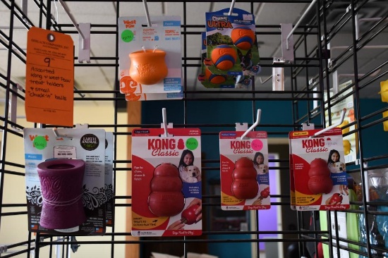 ASSORTED KONG AND WEST PAW TREAT HOLDERS AND SMALL "CHUCK IT" BALLS