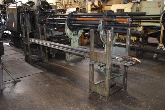 (4) STACKABLE MATERIAL RACKS WITH CONTENTS; ASSORTED STOCK UP TO 12' LONG