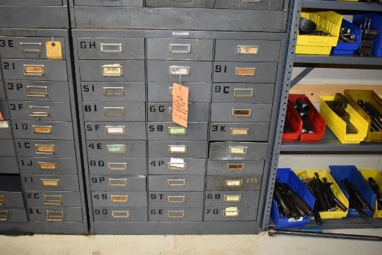 30 DRAWER METAL PARTS ORGANIZER WITH CONTENTS; ASSORTED TOOLING, 37"H x 30"W x 12" DEEP