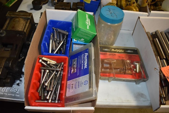 BIN WITH ASSORTED HARDWARE; SCREWS, DOOR LATCH, ETC.