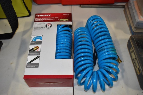 (2) HUSKY 1/4" x 25' RECOIL POLY AIR HOSES, (1) N.I.B.
