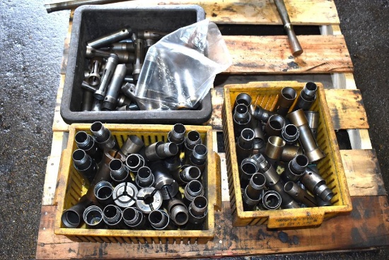 (3) Bins Of Collets And Pushers For 1" Acme