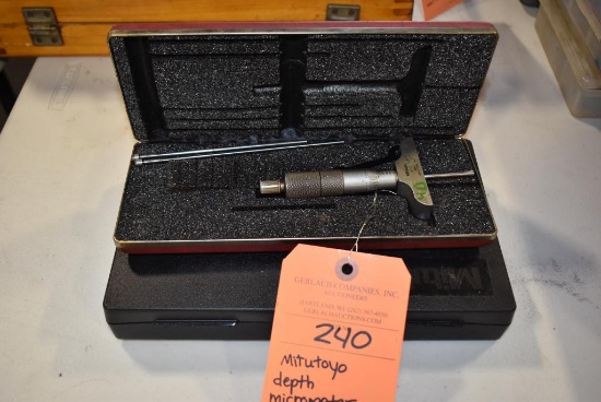 MITUTOYO DEPTH MICROMETER WITH CASE AND EXTRA STANDARDS