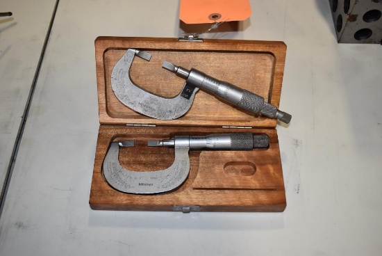 (2) MITUTOYO 0-1" BLADE MICROMETERS AND BOX