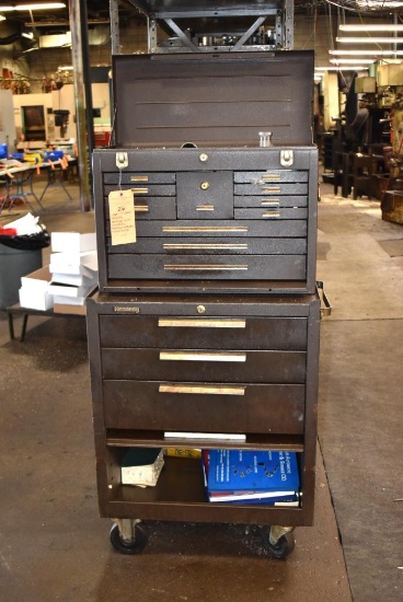 UPPER AND LOWER KENNEDY TOOLBOX WITH CONTENTS; TOOLING, HARDWARE, TOOLS AND MISC.