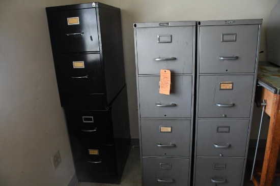(2) INVINCIBLE FOUR DRAWER FILE CABINETS AND (2) BLACK TWO DRAWER FILE CABINETS
