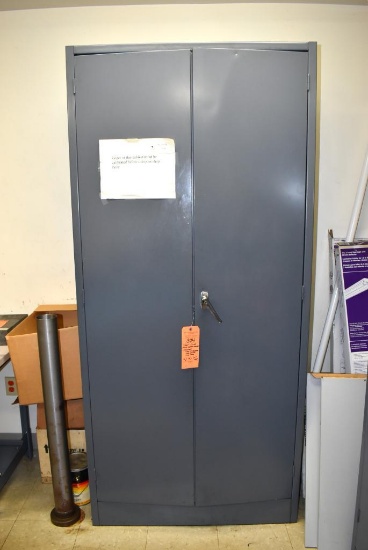 TWO DOOR METAL STORAGE CABINET WITH FOUR INTERIOR SHELVE AND ALL CONTENTS - MOSTLY MACHINE DIAL