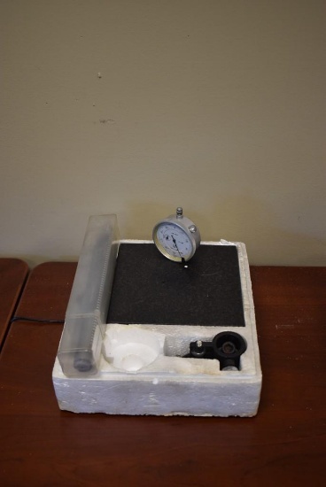 GRANITE BASE INDICATOR STAND WITH VERTICAL POST, INCLUDES PLUNGER STYLE INDICATOR, 0-1" MEASURING