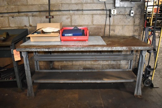 STEEL WORKBENCH - NO CONTENTS, 6' x 29" x 33 1/2" HIGH