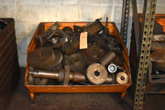 CONTAINER WITH PRIMARILY MACHINE GEARS, VARIOUS SIZES - CONTAINER IS 39"D x 33 1/2"W x 24 1/4"H