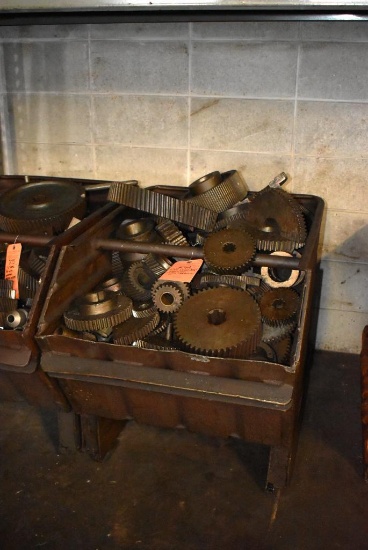 2' x 3' METAL BIN WITH ASSORTED GEARS FOR SCREW MACHINES