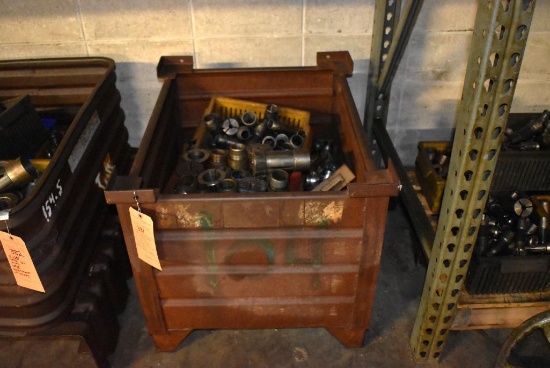LARGE ASSORTMENT OF COLLETS; VARIOUS SIZES, STACKABLE CONTAINER MEASURES 31 1/2" x 25 3/4" x 23 3...