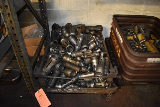 LARGE ASSORTMENT OF COLLETS; VARIOUS SIZES, STACKABLE CONTAINER MEASURES 28 1/2" x 42" x 16 1//2"H