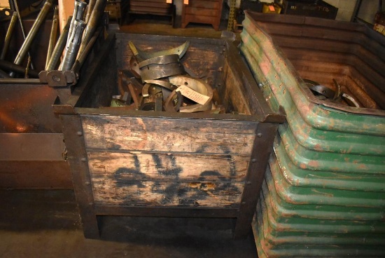 STEEL BIN WITH CAMS, VARIOUS SIZES, WOOD" x 30"EN CRATE WITH STEEL FRAME - 33" x 43 1/2" x 30"H