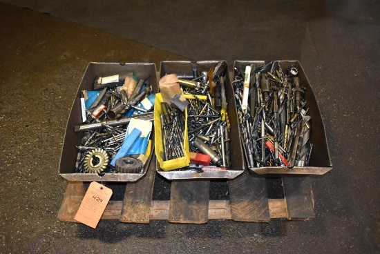 SKID WITH ASSORTED CUTTING AND MILLING TOOLS; END MILLS, DRILL BITS, ETC., VARIOUS SIZES