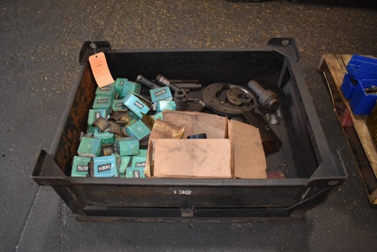 ASSORTED COLLET PADS, ETC., STACKABLE CONTAINER MEASURES 38 1/2" x 28 3/4" x 16 1/2"H