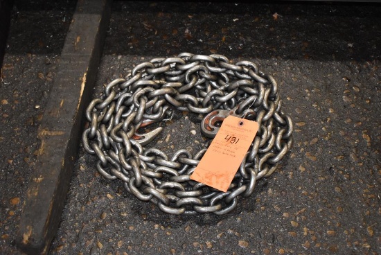 HEAVY DUTY 16' CHAIN WITH DOUBLE CLEVIS GRAB HOOK