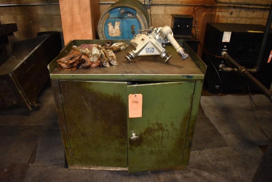 METAL TWO DOOR STORAGE CABINET WITH CONTENTS - RADIAL FIXTURE, 36 1/4"W x 24 3/4"D x 33 1/2"H