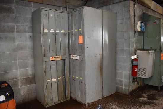 (5) ARAMARK EIGHT COMPARTMENT CHANGE-O-MATIC UNIFORM LOCKERS - EACH 26"W x 21"D x 85"H