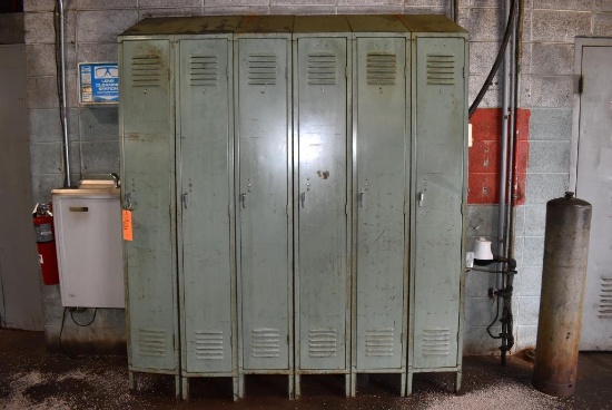 BANK OF SIX FULL SIZE EMPLOYEE LOCKERS
