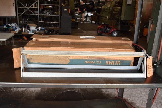 PAPER ROLL DISPENSER AND (2) ROLLS OF U-LINE 36" WIDE PAPER IN BOXES