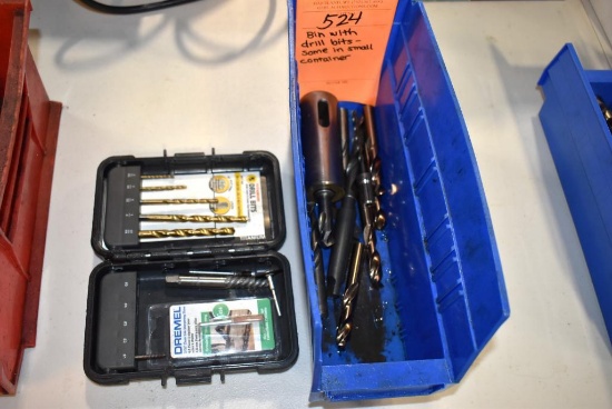 Bin With Drill Bits - Some In Small Container