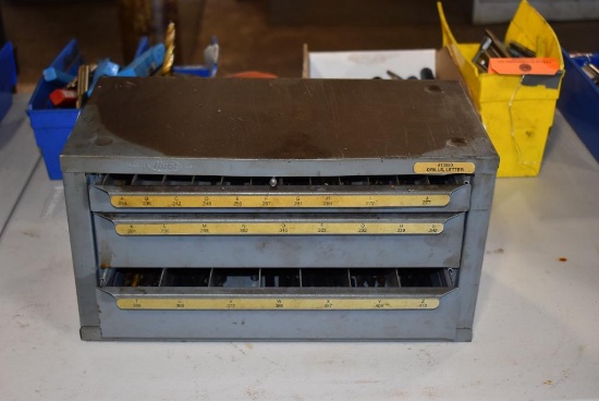 Huot Three Drawer Tooling Cabinet With Letter Drill Bits